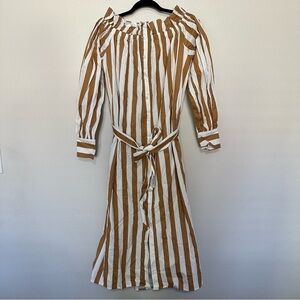 NWT freemarket womens off the shoulder chunky vertical striped s small tie waist